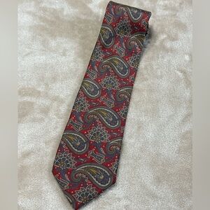 Valentino Fashion Styles Maroon Blue Paisley Silk Tie